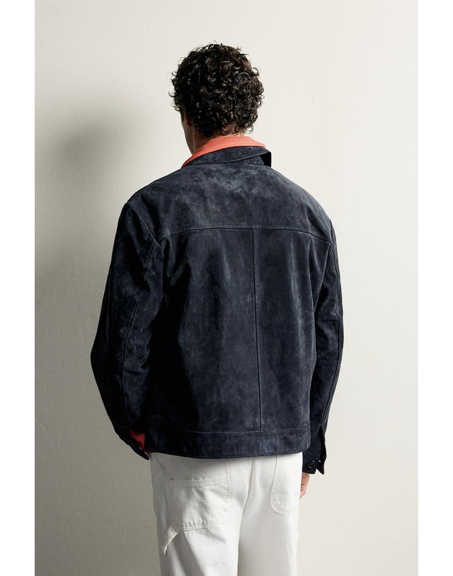 자라 자라 레귤러핏 스웨이드 레더 자켓 8281/333/422 DARK NAVY 네이비 착용컷