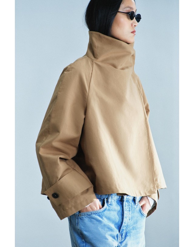 자라 자라 코튼 하이넥 숏 트렌치 코트 3811/257/710 BEIGE 베이지 착용컷