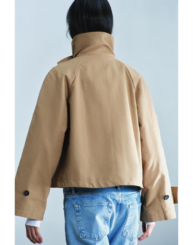 자라 자라 코튼 하이넥 숏 트렌치 코트 3811/257/710 BEIGE 베이지 착용컷