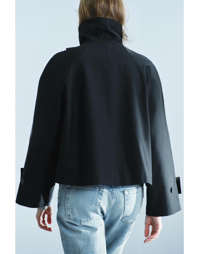 자라 자라 코튼 하이넥 숏 트렌치 코트 3811/257/800 BLACK 블랙 착용컷