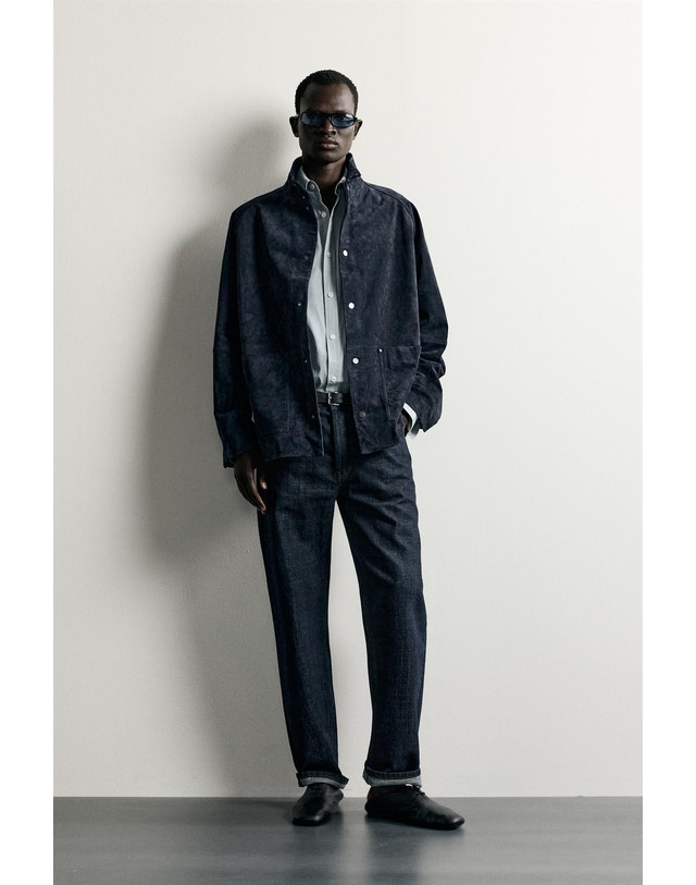 자라 자라 릴렉스핏 스웨이드 파카 재킷 8281/883/485 BLUE / GREY 네이비 착용컷