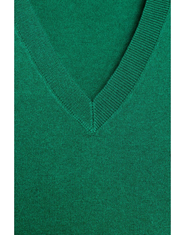 자라 자라 울 혼방 브이넥 니트 스웨터 2142/206/500 GREEN 그린 착용컷