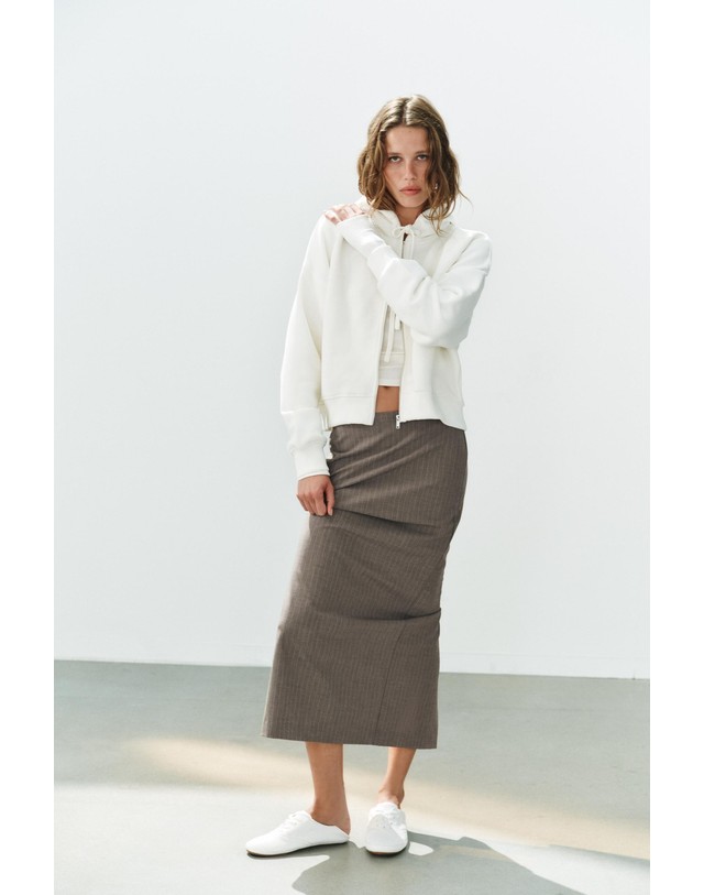 자라 자라 핀스트라이프 미디 스커트 4391/533/724 BROWN MARL 초콜릿 착용컷