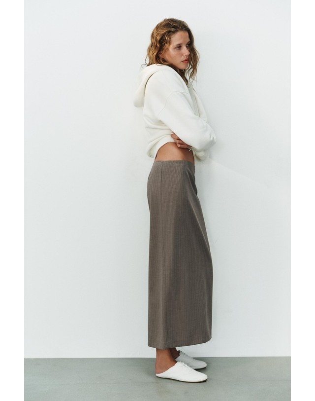자라 자라 핀스트라이프 미디 스커트 4391/533/724 BROWN MARL 초콜릿 착용컷