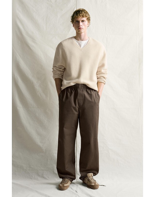 자라 자라 레트로 레이스업 스니커즈 2307/820/107 SAND BROWN 베이지 착용컷
