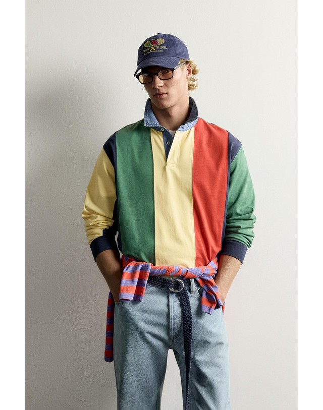 자라 자라 배색 스트라이프 긴팔 폴로셔츠 0526/386/330 MULTICOLOURED 멀티컬러 착용컷