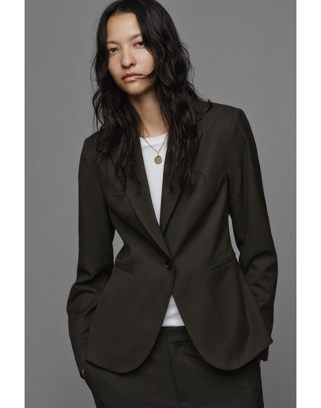 자라 자라 숄더패드 테일러드 블레이저 2753/329/700 BROWN 그린 착용컷