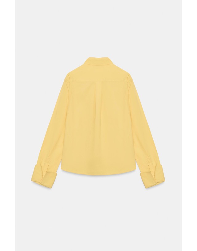 자라 자라 코튼 포플린 자수 로고 긴팔 셔츠 4764/102/305 MUSTARD 머스타드 착용컷