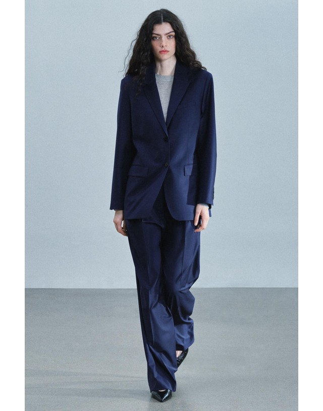 자라 자라 울 혼방 플리츠 와이드 팬츠 2017/305/401 NAVY BLUE 네이비 착용컷