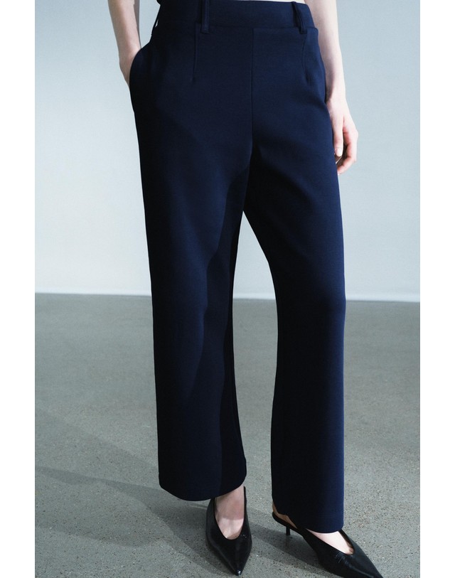 자라 자라 플리츠 와이드 니트 팬츠 2335/657/422 DARK NAVY 네이비 착용컷