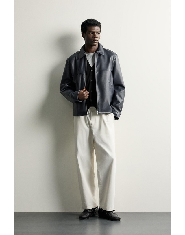 자라 자라 레귤러핏 레더 이펙트 집업 자켓 3833/420/401 NAVY BLUE 네이비 착용컷