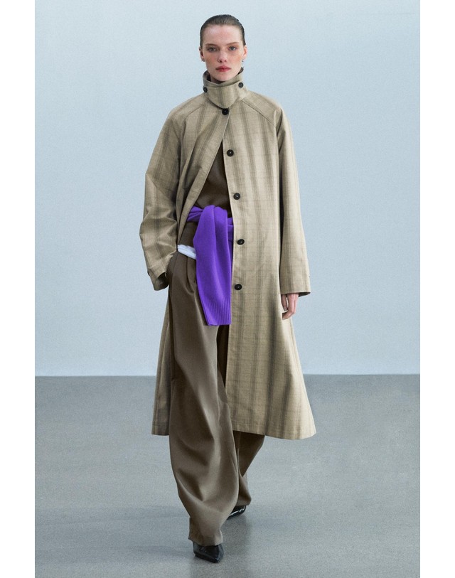 자라 자라 체크 롱 트렌치 코트 3811/270/710 BEIGE 베이지 착용컷