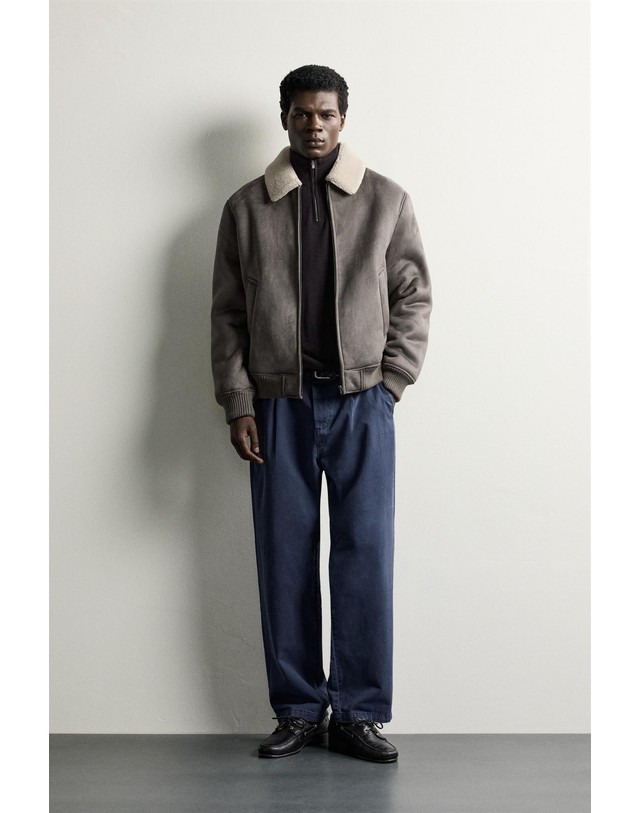 자라 자라 시어링 칼라 집업 블루종 재킷 6318/460/832 TAUPE GREY 그레이 착용컷