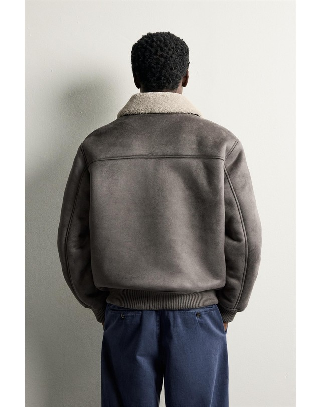 자라 자라 시어링 칼라 집업 블루종 재킷 6318/460/832 TAUPE GREY 그레이 착용컷