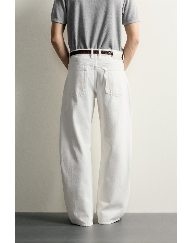 자라 자라 벌룬핏 코튼 데님 청바지 1300/485/251 OYSTER-WHITE 화이트 착용컷