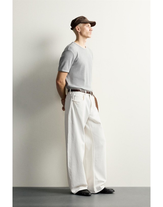 자라 자라 벌룬핏 코튼 데님 청바지 1300/485/251 OYSTER-WHITE 화이트 착용컷