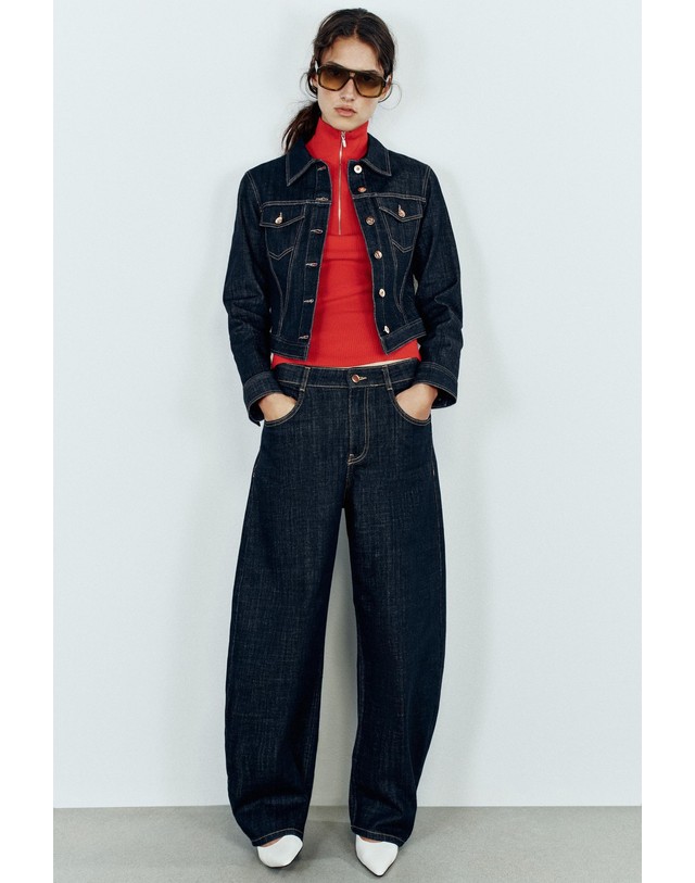 자라 자라 플랩 포켓 크롭 데님 자켓 7926/052/407 BLUE 네이비 착용컷