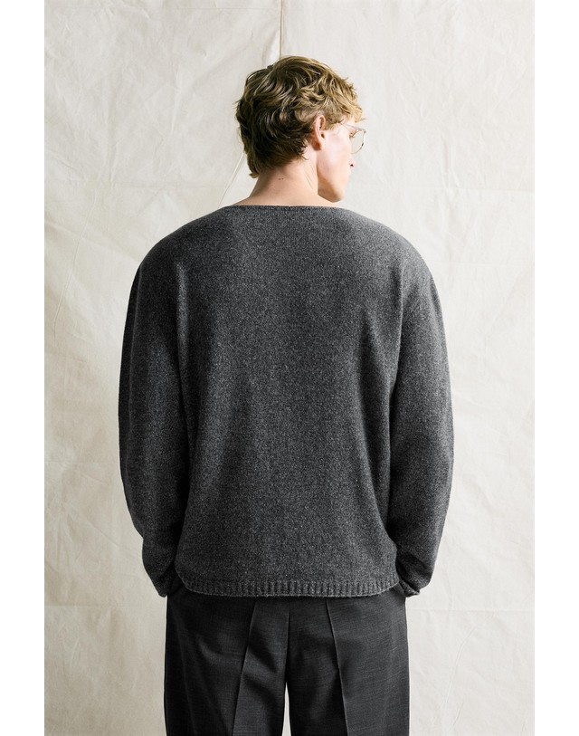 자라 자라 보트넥 울 블렌드 니트 스웨터 0158/300/801 ANTHRACITE GREY 그레이 착용컷