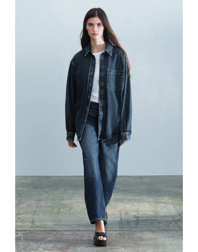 자라 자라 레귤러핏 포켓 긴팔 데님 셔츠 6840/264/407 BLUE 블루 착용컷