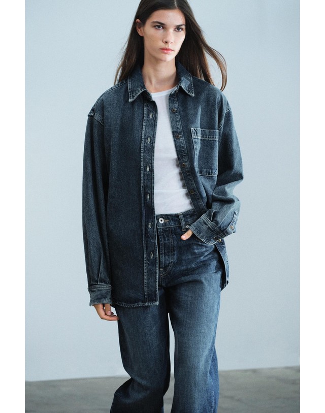 자라 자라 레귤러핏 포켓 긴팔 데님 셔츠 6840/264/407 BLUE 블루 착용컷
