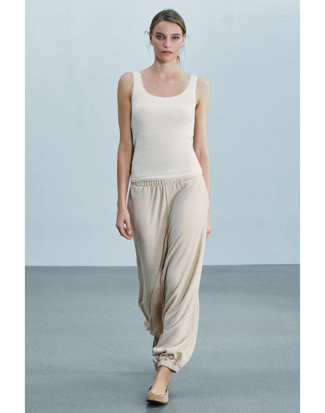 자라 자라 코튼 벌룬 사루엘 팬츠 8417/806/720 BEIGE MARL 베이지 착용컷