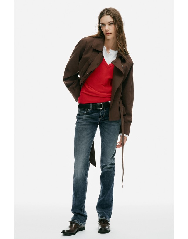 자라 자라 더블브레스트 숏 트렌치 재킷 5063/714/700 BROWN 초콜릿 착용컷