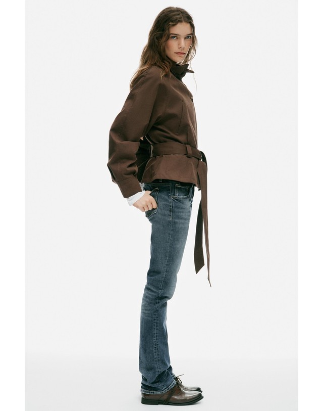 자라 자라 더블브레스트 숏 트렌치 재킷 5063/714/700 BROWN 초콜릿 착용컷