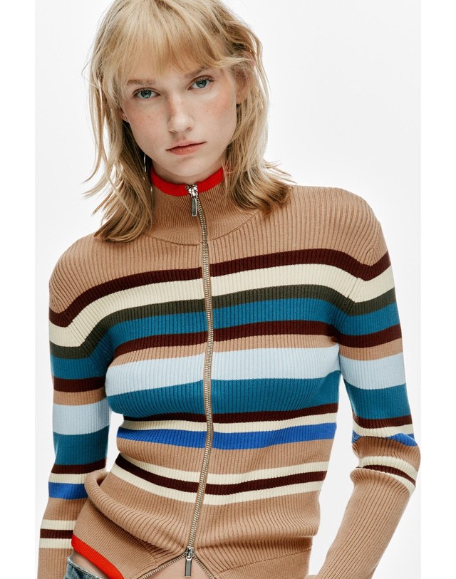 자라 자라 골지 스트라이프 집업 가디건 5755/001/330 MULTICOLOURED 멀티컬러 착용컷