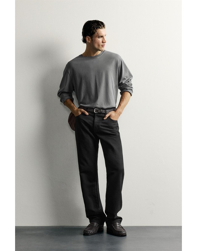 자라 자라 릴렉스핏 라운드넥 긴팔 티셔츠 4805/327/807 ANTHRACITE GREY 그레이 착용컷
