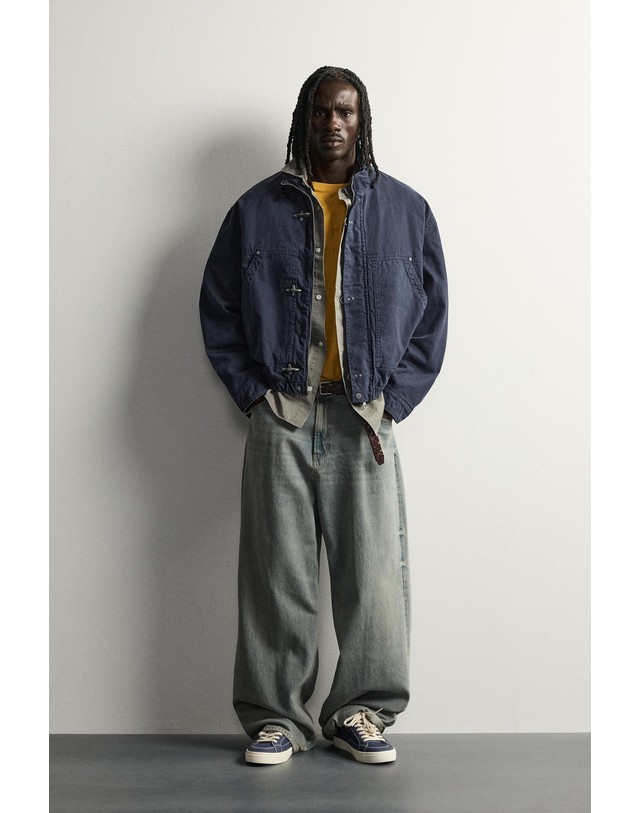 자라 자라 릴렉스핏 메탈 클래스프 면 자켓 4302/370/401 NAVY BLUE 네이비 착용컷