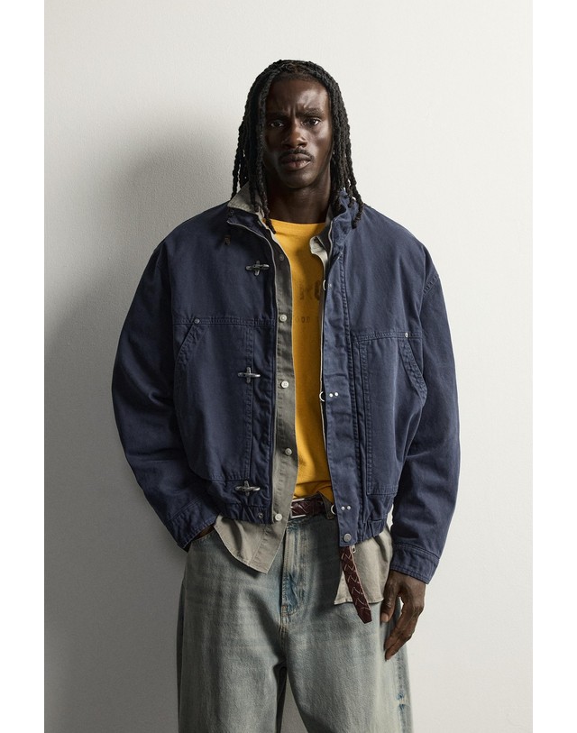 자라 자라 릴렉스핏 메탈 클래스프 면 자켓 4302/370/401 NAVY BLUE 네이비 착용컷