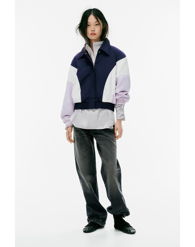 자라 자라 컬러블록 테크니컬 봄버 자켓 1255/717/401 NAVY BLUE 멀티컬러 착용컷
