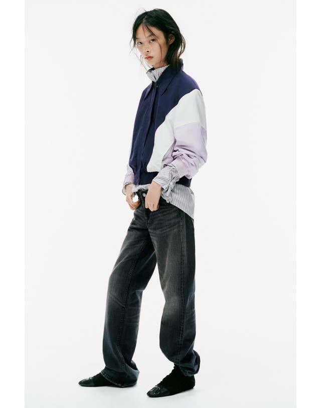 자라 자라 컬러블록 테크니컬 봄버 자켓 1255/717/401 NAVY BLUE 멀티컬러 착용컷