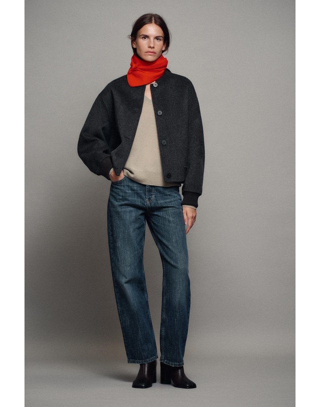 자라 자라 울 혼방 하이칼라 봄버 자켓 7522/259/922 DARK GREY 그레이 착용컷
