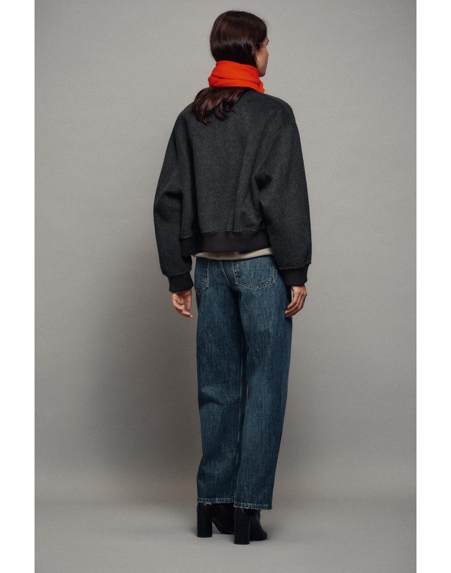자라 자라 울 혼방 하이칼라 봄버 자켓 7522/259/922 DARK GREY 그레이 착용컷