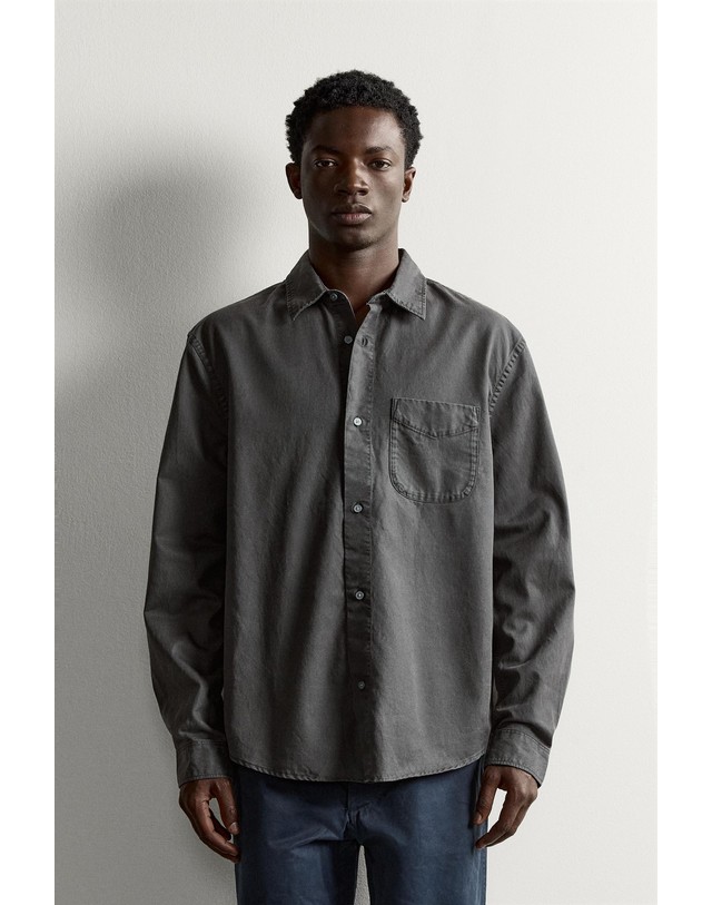 자라 자라 레귤러핏 워시드 이펙트 긴팔 셔츠 6887/417/922 DARK GREY 그레이 착용컷
