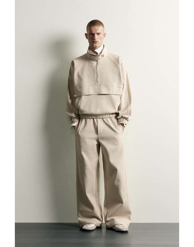 자라 자라 테크니컬 와이드 팬츠 1437/313/075 ECRU / BEIGE 베이지 착용컷