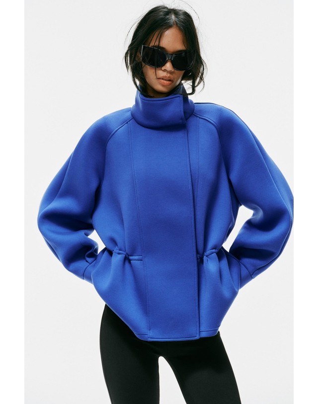 자라 자라 하이넥 개더 테크니컬 자켓 4813/822/446 ELECTRIC BLUE 블루 착용컷
