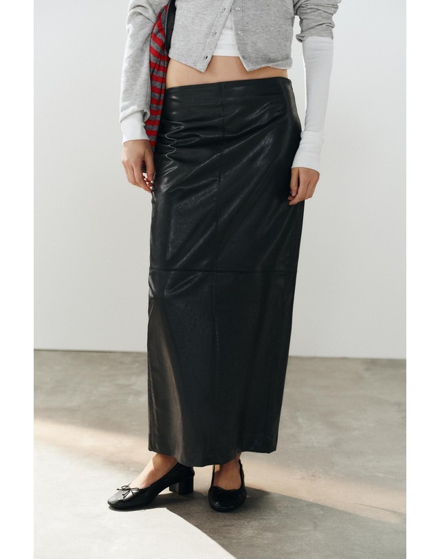 자라 자라 레더 이펙트 롱 스커트 4391/542/800 BLACK 블랙 착용컷
