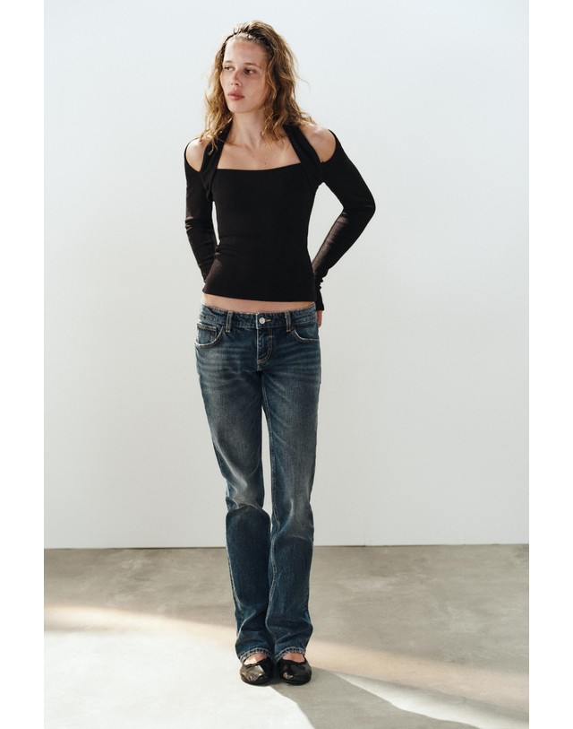 자라 자라 홀터넥 더블 레이어 긴팔 탑 5063/845/800 BLACK 그레이 착용컷