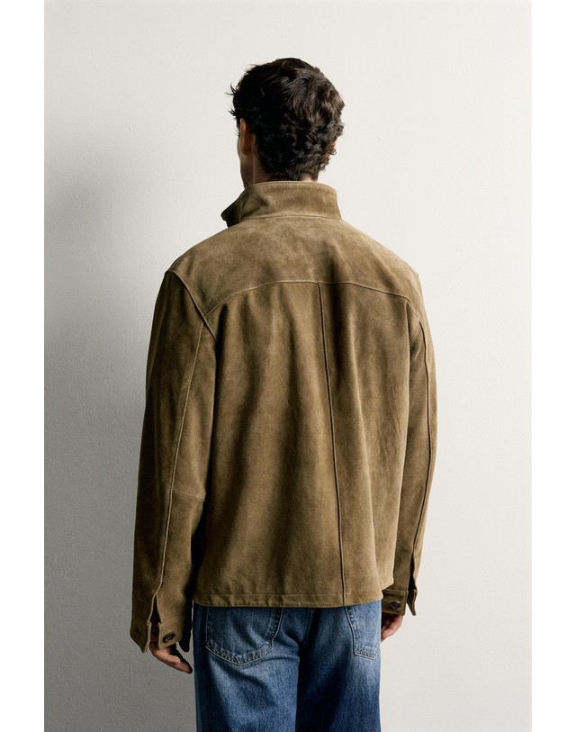 자라 자라 스웨이드 레더 하이넥 자켓 8281/808/709 DARK TAN 카키 착용컷