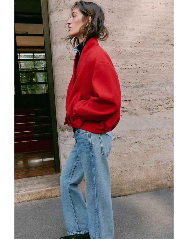 자라 자라 하이칼라 소프트 크롭 자켓 3046/391/600 RED 레드 착용컷