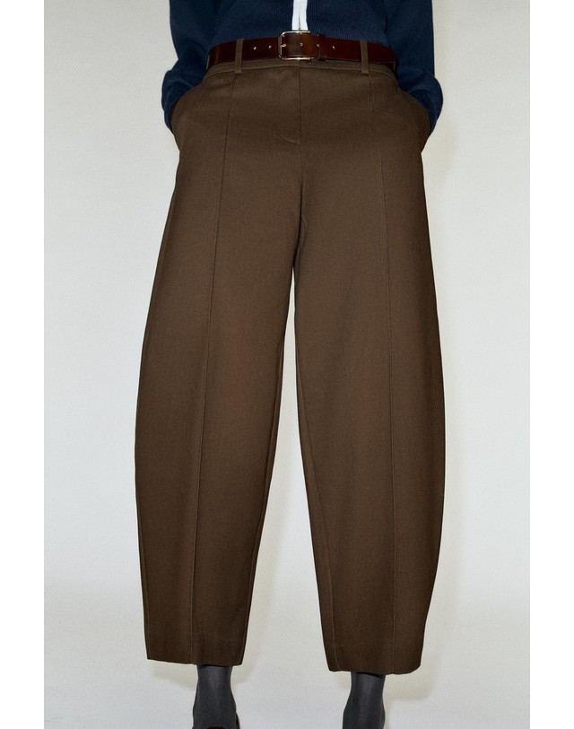 자라 자라 벌룬 벨트 코튼 팬츠 4387/174/700 BROWN 초콜릿 착용컷