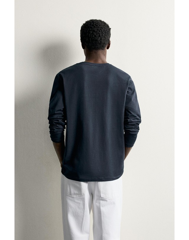 자라 자라 슬림핏 라운드넥 긴팔 티셔츠 6019/340/401 NAVY BLUE 네이비 착용컷