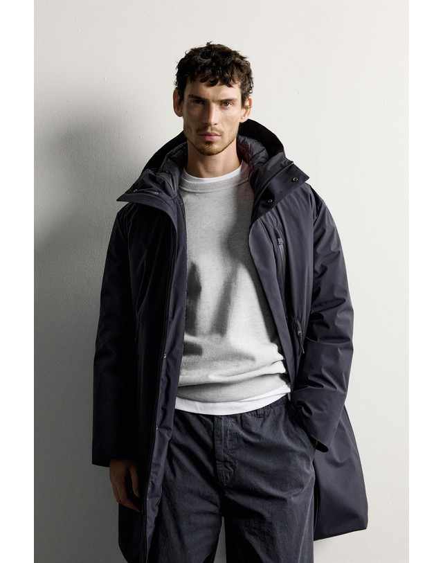 자라 자라 발수 테크니컬 후드 패딩 파카 8281/021/401 NAVY BLUE 네이비 착용컷