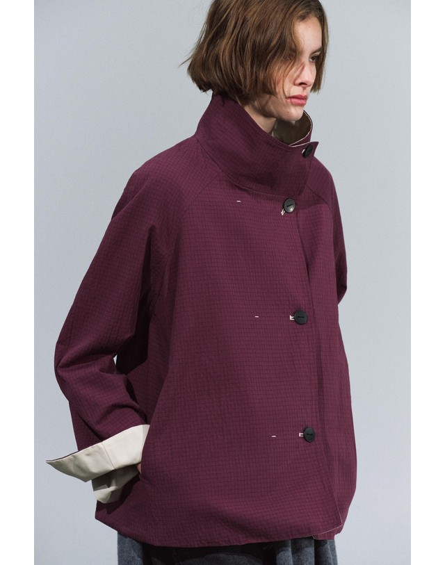 자라 자라 리버서블 숏 트렌치 코트 7522/264/660 WINE 아이보리 착용컷