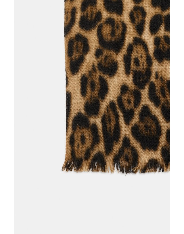 자라 자라 애니멀 프린트 프린지 스카프 9967/209/051 LEOPARD 브라운 착용컷