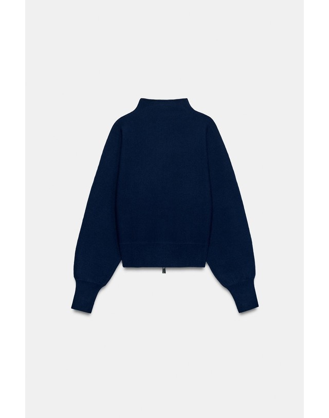 자라 자라 하이넥 집업 니트 가디건 2142/171/043 NAVY / WHITE 네이비 착용컷