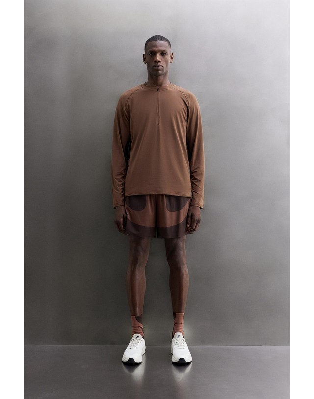자라 자라 컬러블록 쿼터집업 긴팔 티셔츠 4387/369/700 BROWN 브라운 착용컷