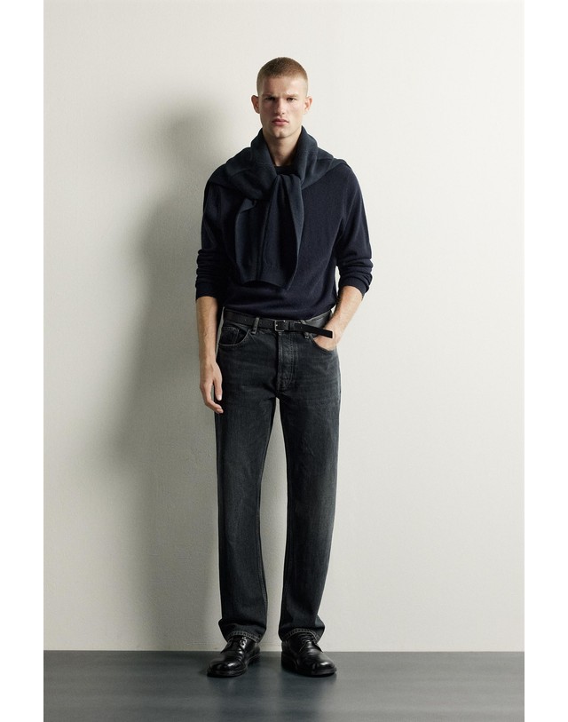 자라 자라 스트레이트핏 워시드 데님 청바지 0774/360/401 NAVY BLUE 네이비 착용컷